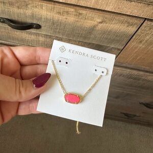 Kendra Scott Gold Pink Agate Elisa Pendant Necklace NEW